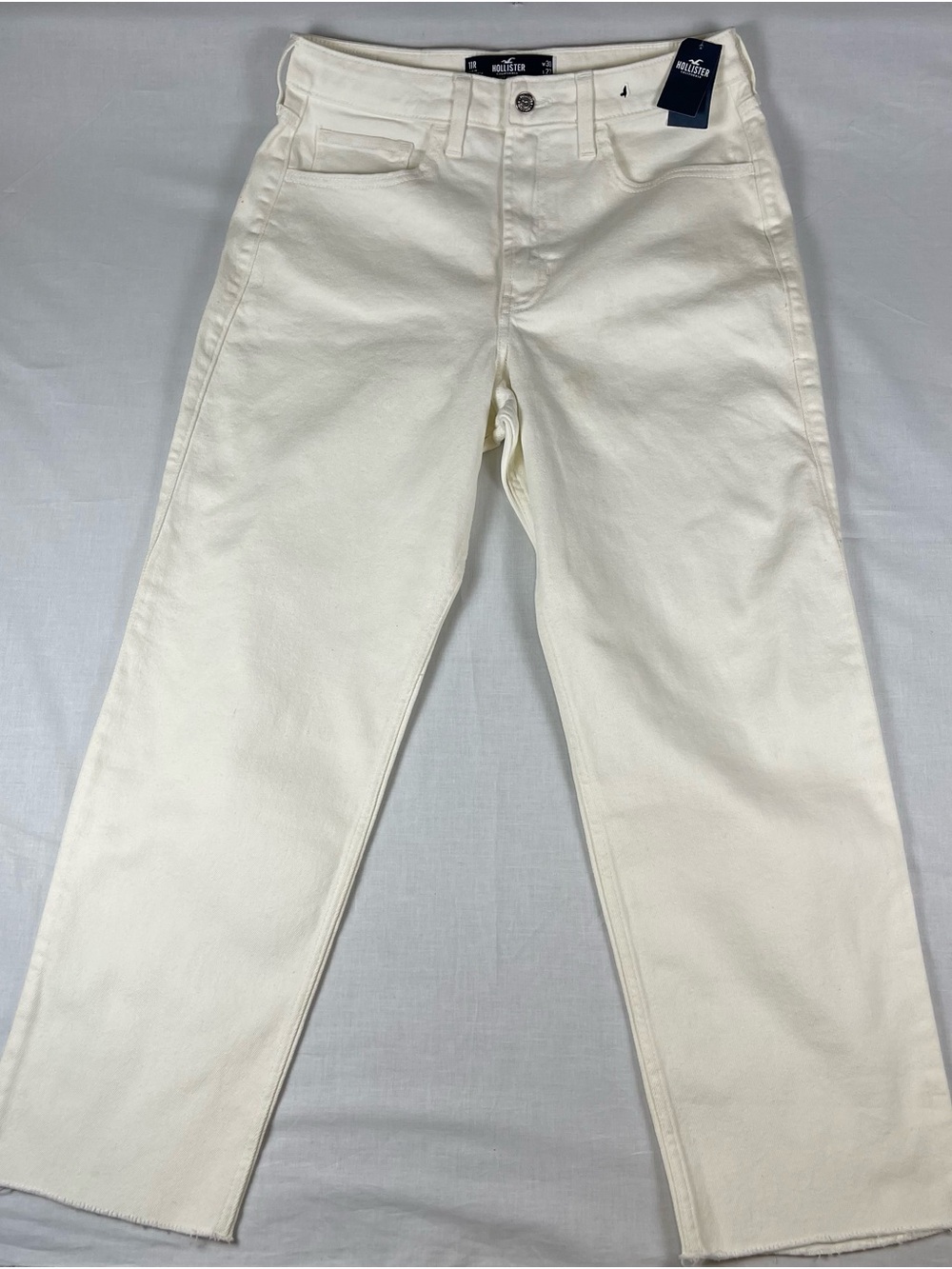 Hollister White High-Rise Straight Jeans